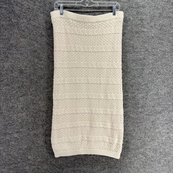 Freshman Skirt Women XL Beige Striped Maxi Long Pull On Stretch Elastic Waist - Picture 1 of 6